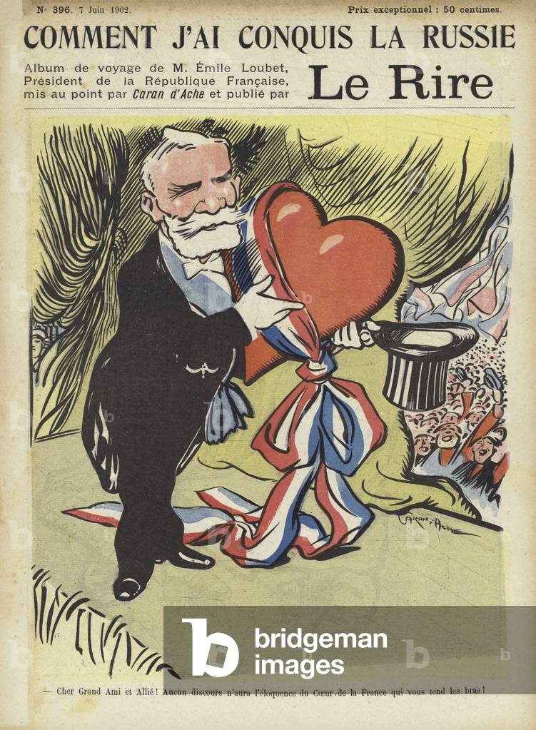 President Loubet's visit to Russia, illustration for Le Rire (colour litho)