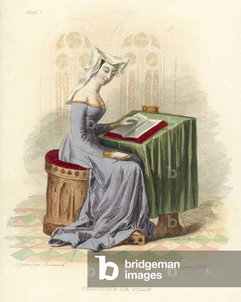 Christine de Pisan (coloured engraving)