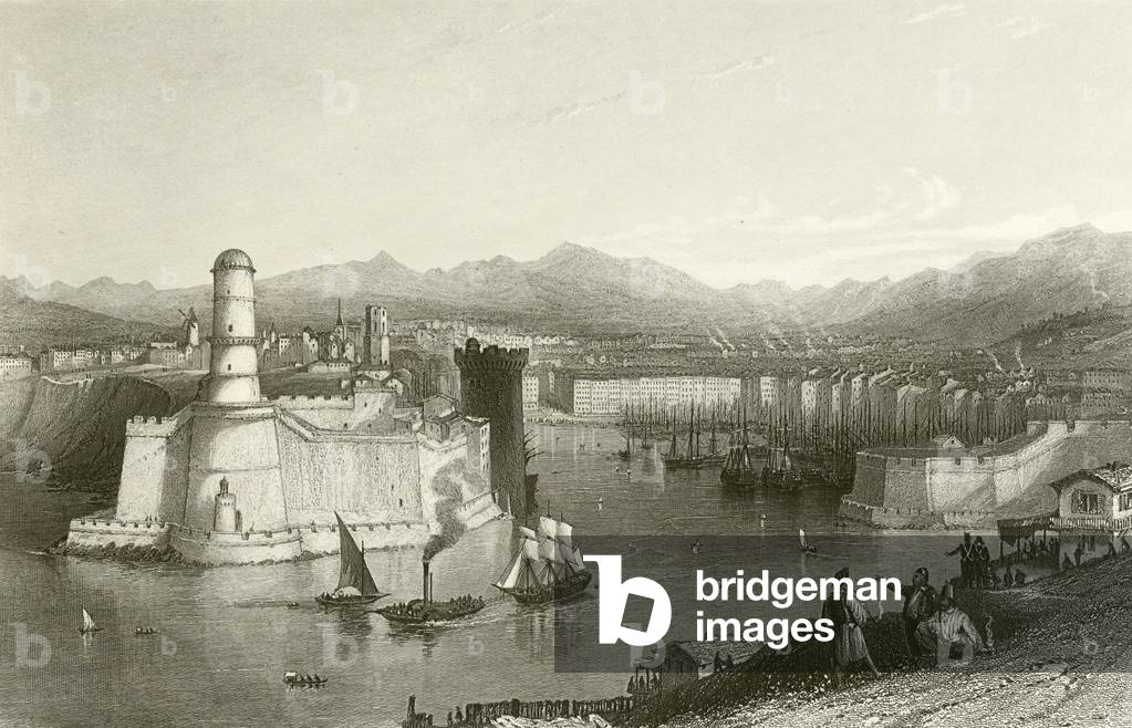 Entrance to the Port of Marseilles (engraving)