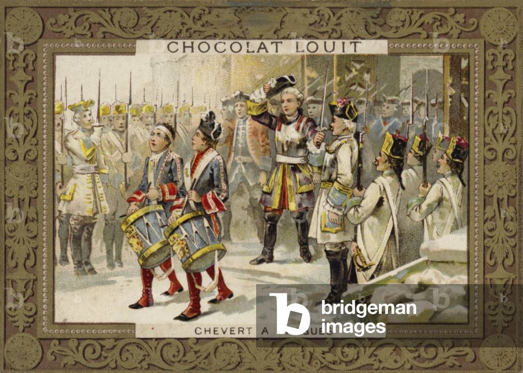 Francois de Chevert, French general, at the Siege of Prague, 1741 (chromolitho)