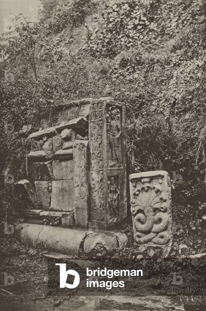 Ruined Cities of Ceylon: East End of Southern Altar, Abhayagiriya Dagaba (b/w photo)