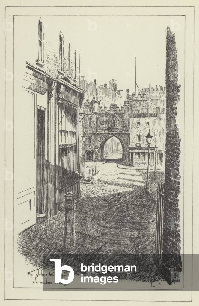 St John's Gate from Jerusalem Passage (litho)