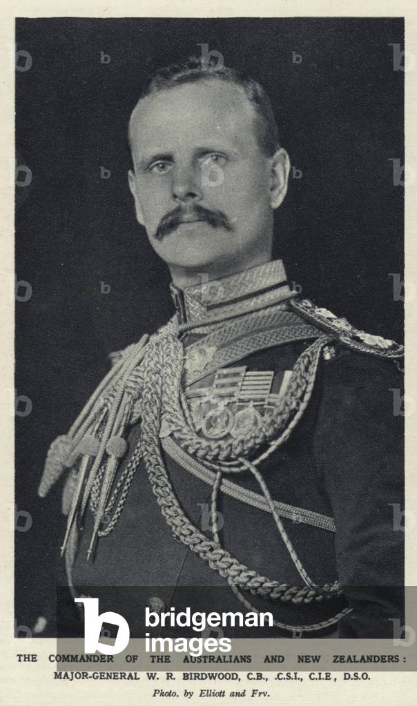 The Commander of the Australians and New Zealanders, Major-General W R Birdwood, CB, CSI, CIE, DSO (b/w photo)