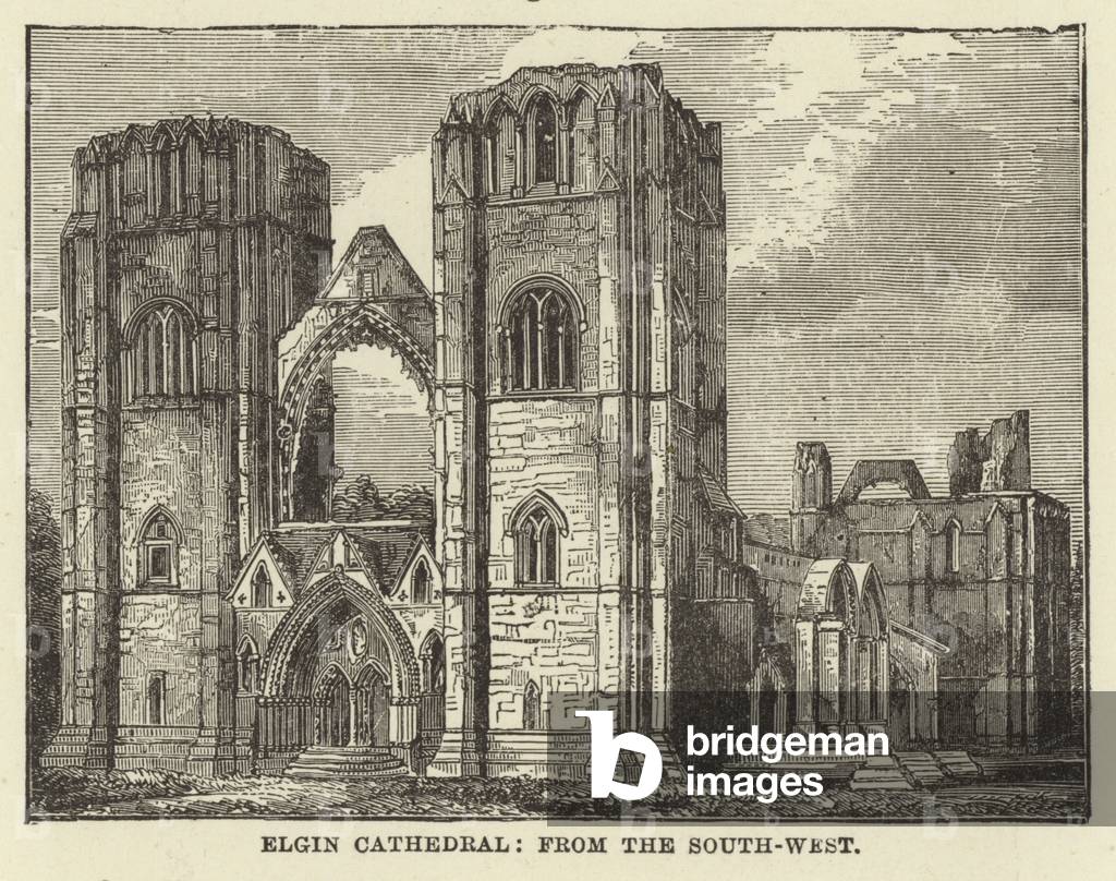 Elgin Cathedral, from the South West (engraving)