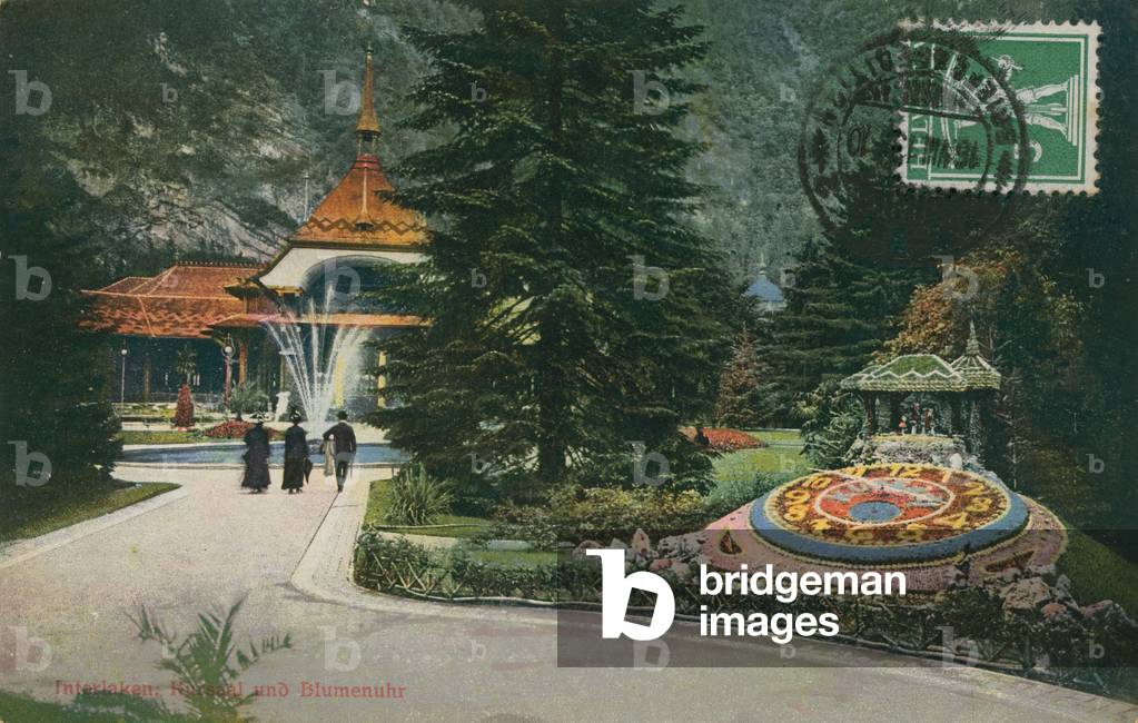 Interlaken, Kursaal und Blumenuhr.  Postcard sent on 16 August 1913.