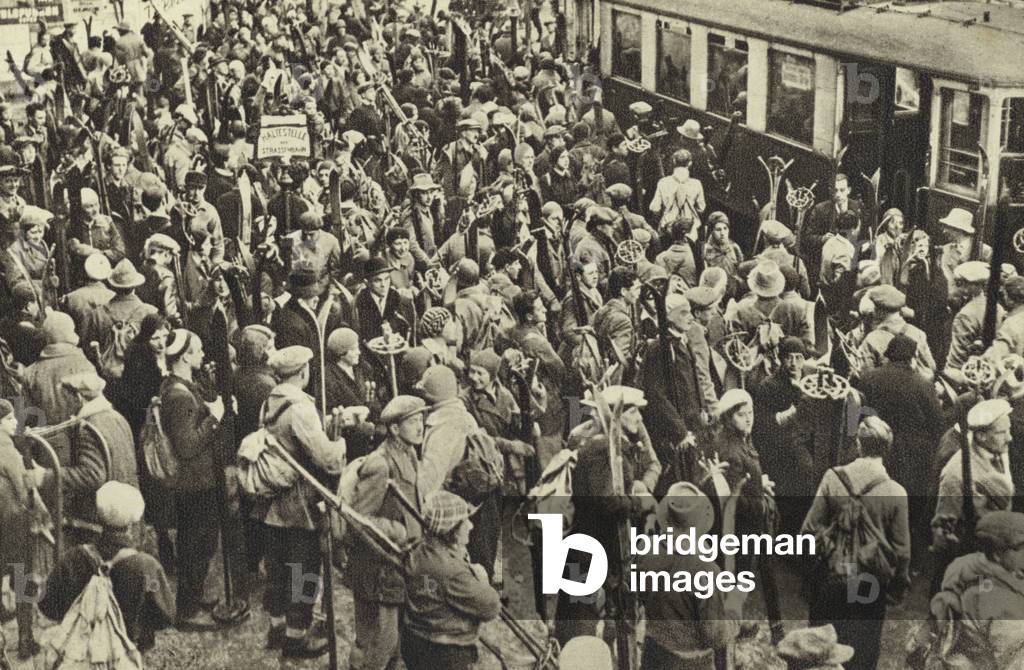 Leaving Vienna for Ski Excursions (b/w photo)