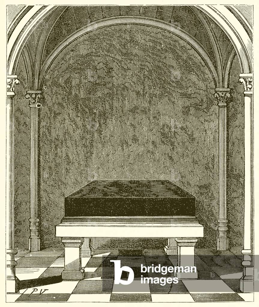 Tomb of Brunehaut at Saint-Martin d'Autun (engraving)