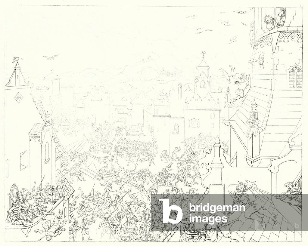 Illustration for Schiller's Lied von der Glocke, or The Song Of The Bell (engraving)