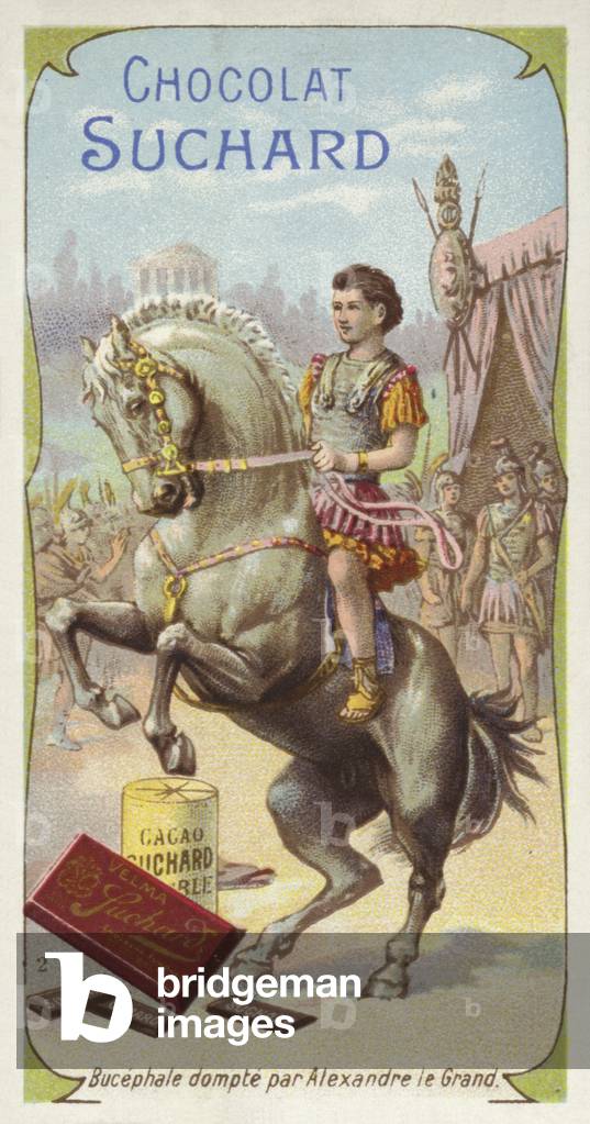 Bucephalus tamed by Alexander the Great (chromolitho)