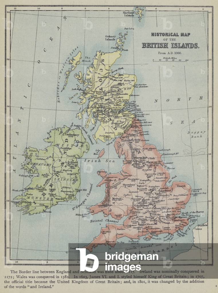Historical Map of the British Islands, from AD 1066 (colour litho)