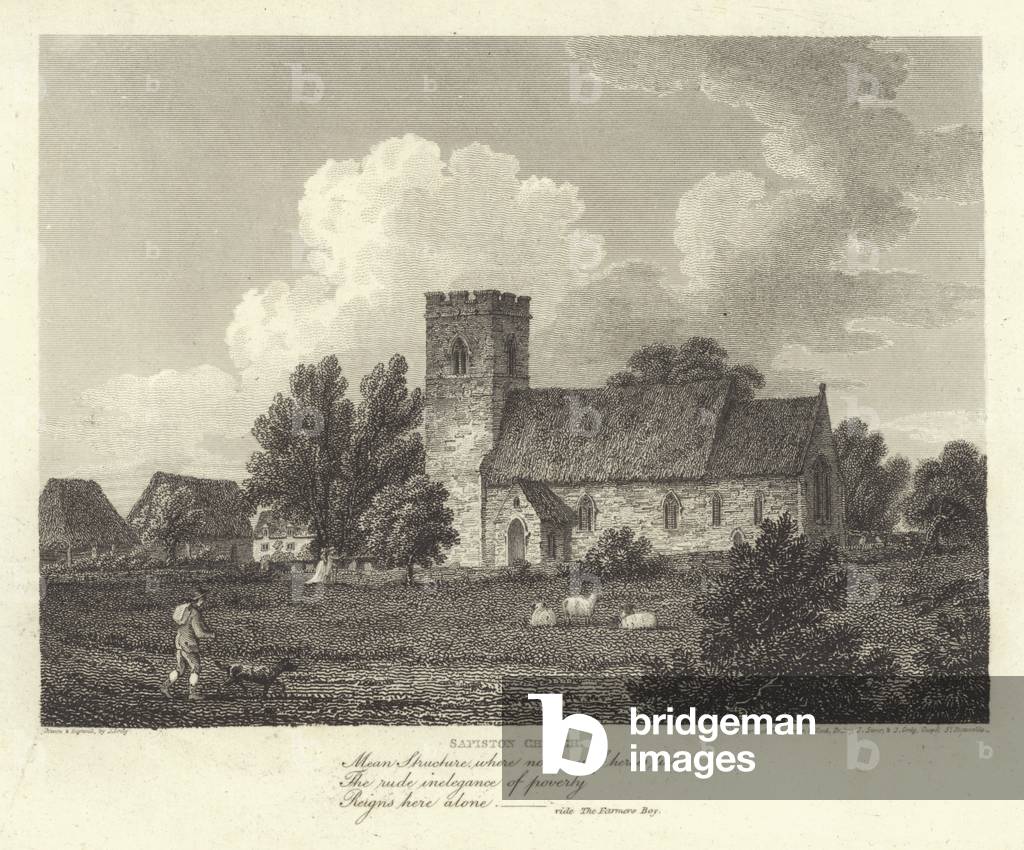 Robert Bloomfield, poet: Sapiston Church (engraving)