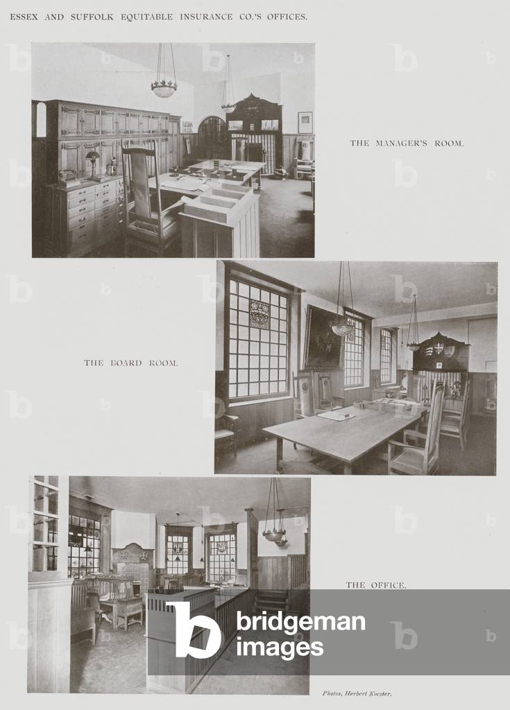 Essex and Suffolk Equitable Insurance Company's Offices, The Manager's Room, The Board Room, The Office (b/w photo)