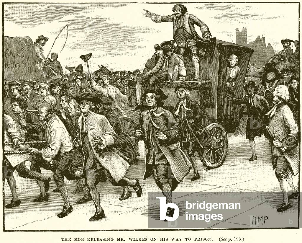 The Mob releasing Mr. Wilkes on his Way to Prison (engraving)