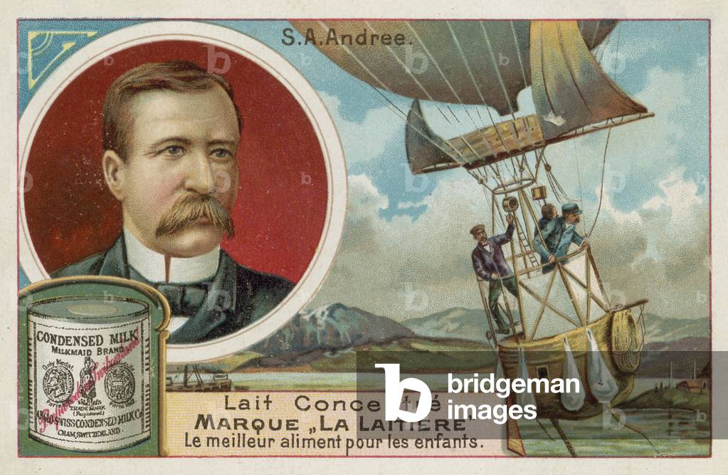 Salomon August Andree, Swedish balloonist and Arctic explorer (chromolitho)