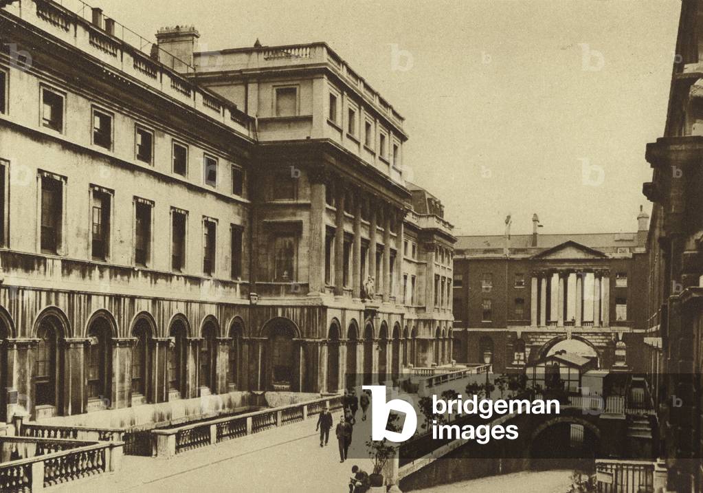 Eastern wing of Somerset House, Westminster, utilised for King's College (b/w photo)
