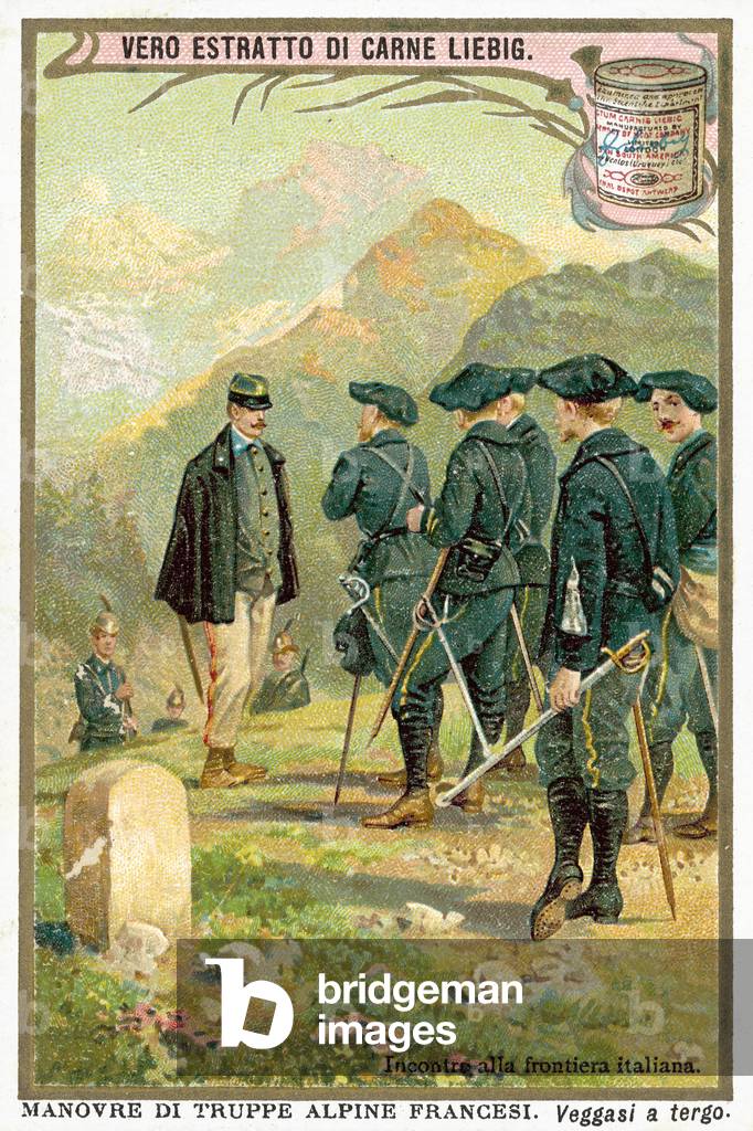 Meeting at the Italian border (chromolitho)