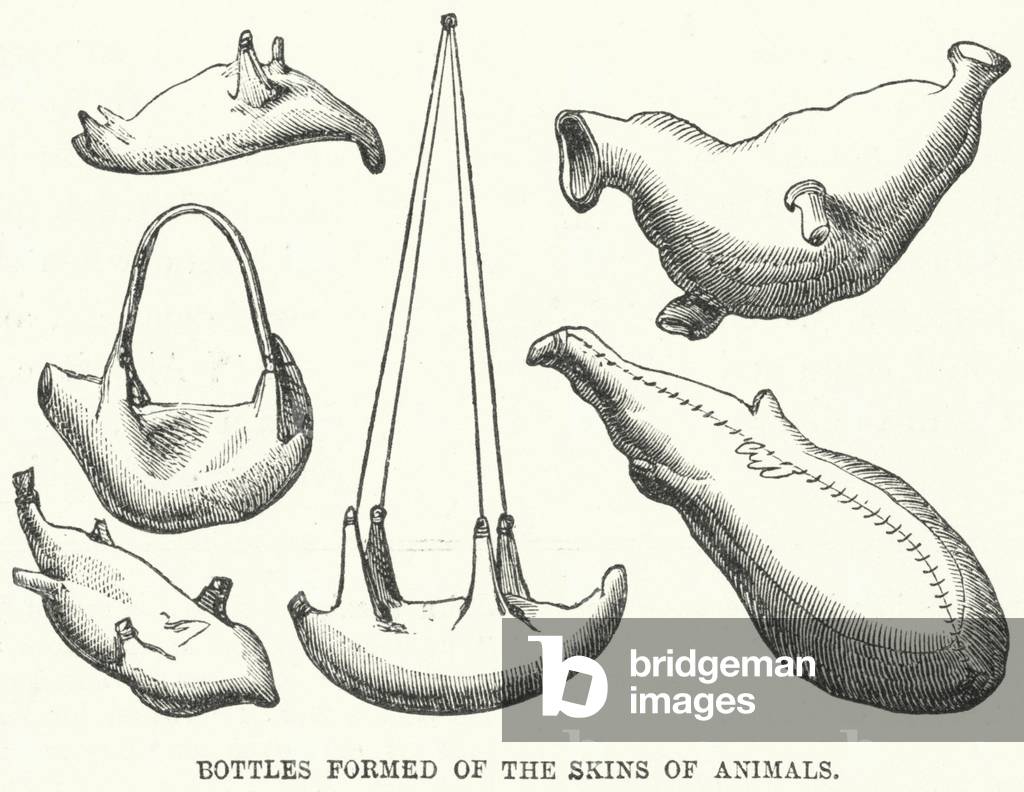 Bottles formed of the Skins of Animals (engraving)