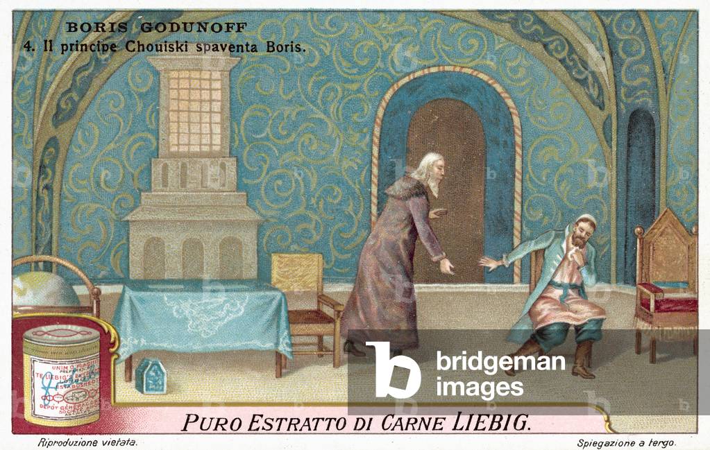 Scene from Modest Mussorgsky's opera Boris Godunov (chromolitho)
