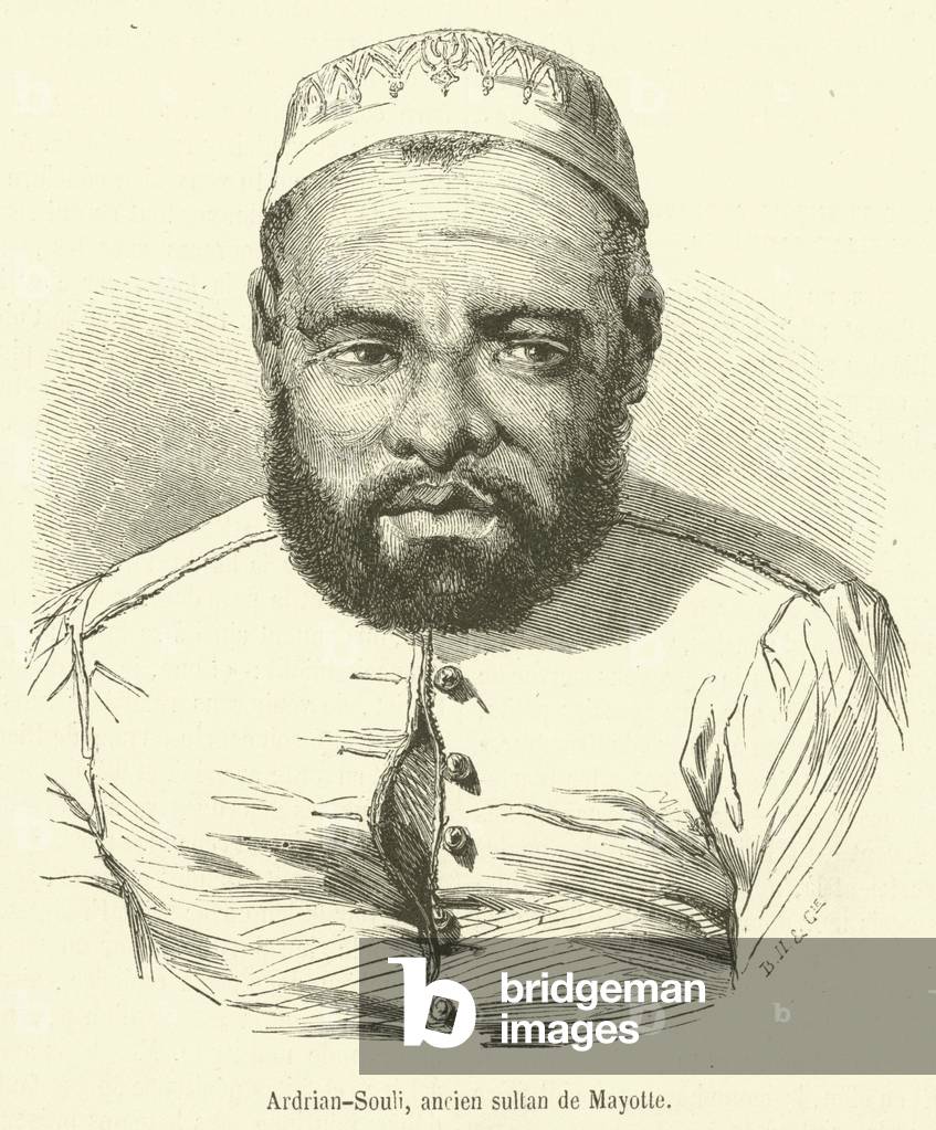 Ardrian-Souli, ancien sultan de Mayotte (engraving)