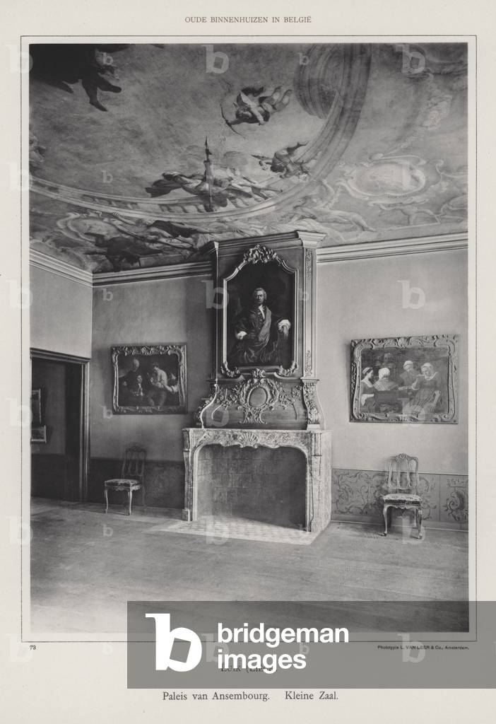 Luik (Liege), Paleis van Ansembourg, Kleine Zaal (b/w photo)