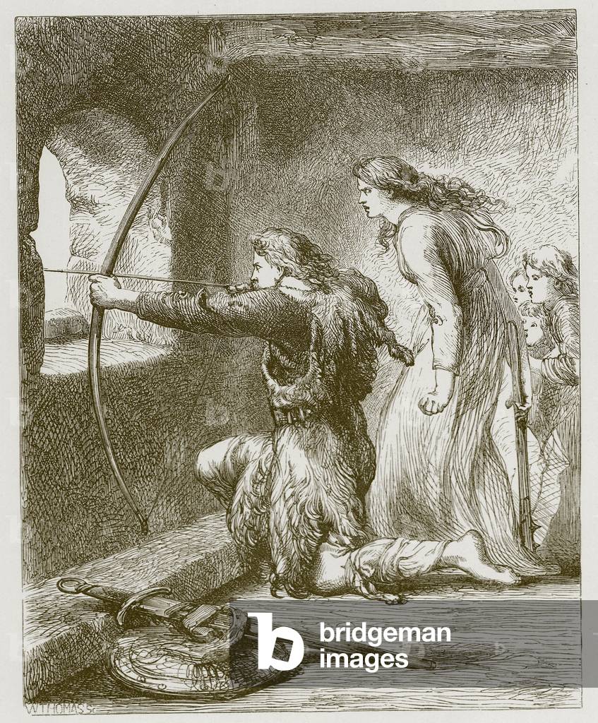 Adam Bell, Clym of the Cloughe (engraving)