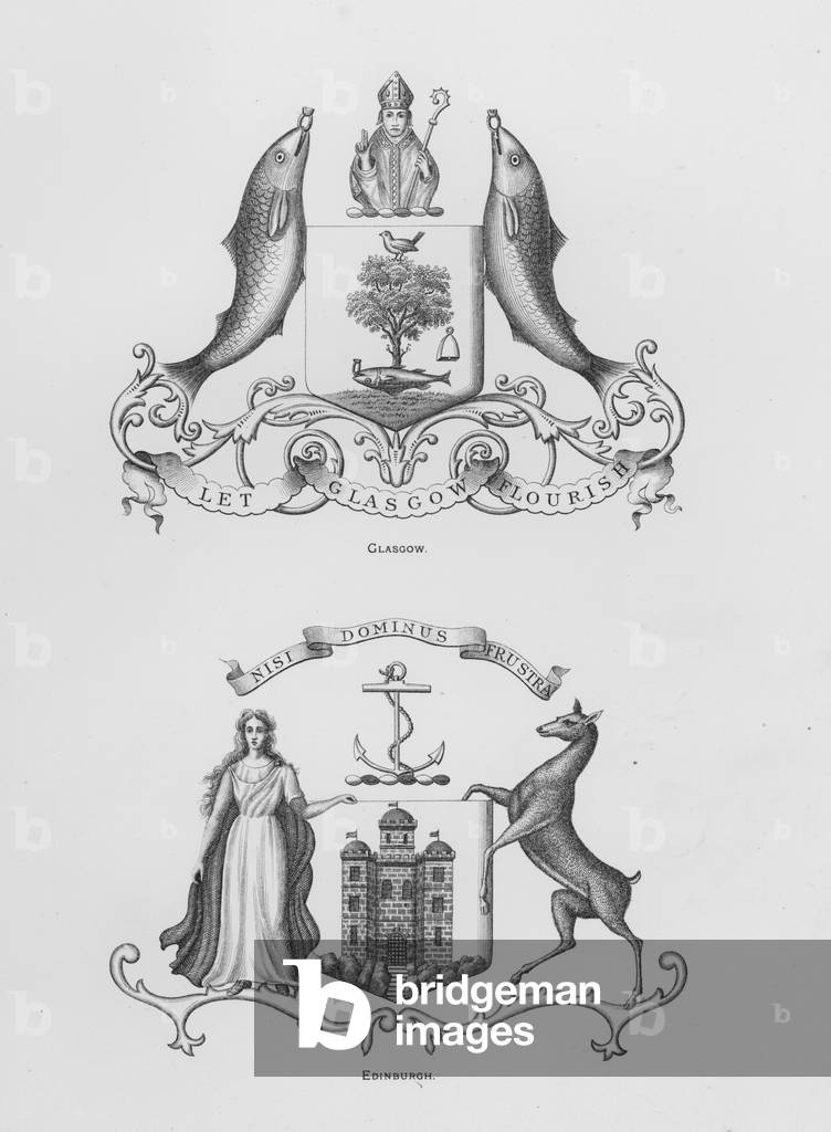 Public arms: Glasgow; Edinburgh (engraving)