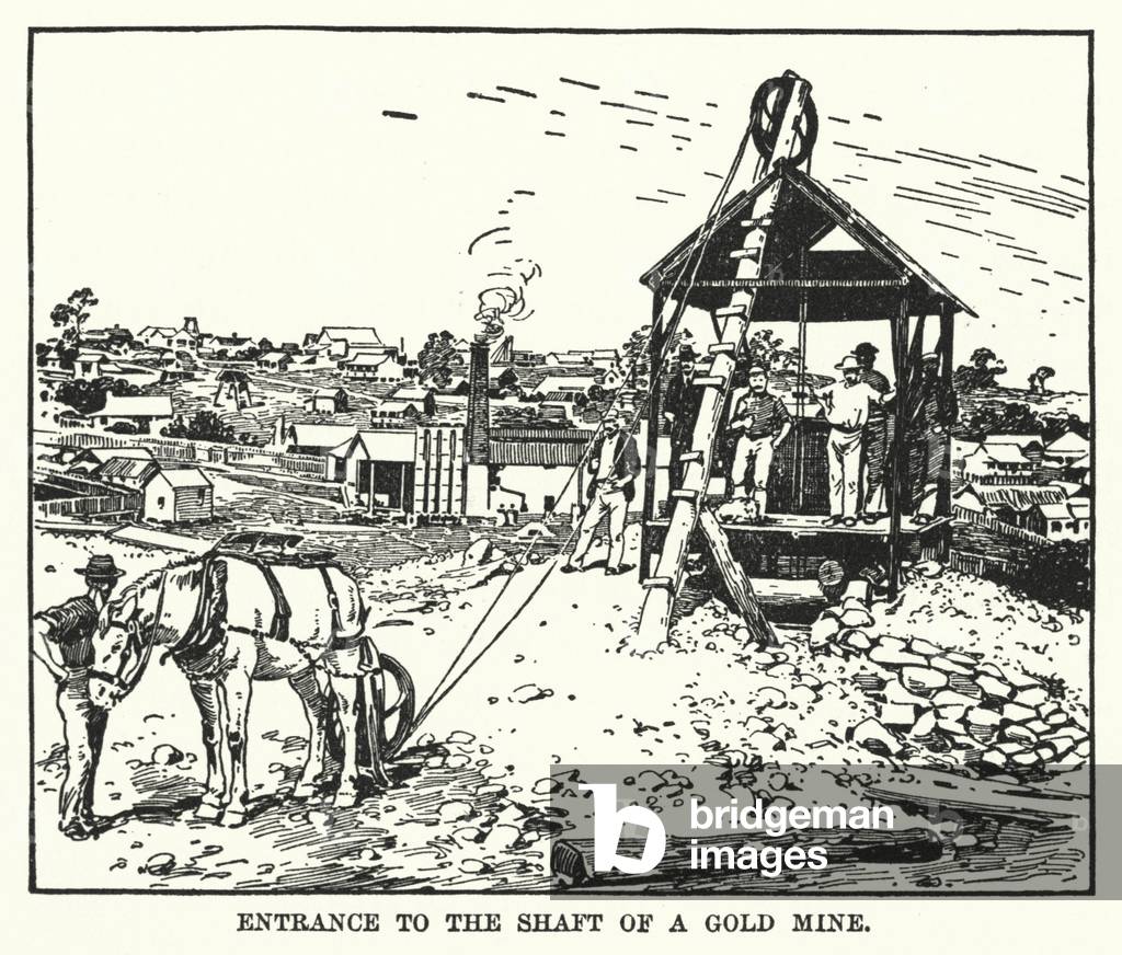 Entrance to the Shaft of a Gold Mine (litho)