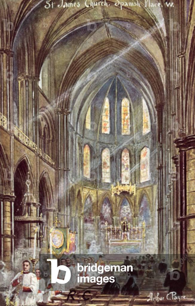 St James' Church, Spanish Place (colour litho)