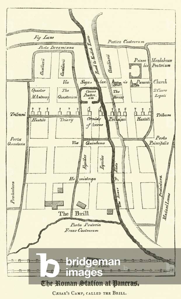 The Roman Station at Pancras, Caesar's Camp, called the Brill (engraving)