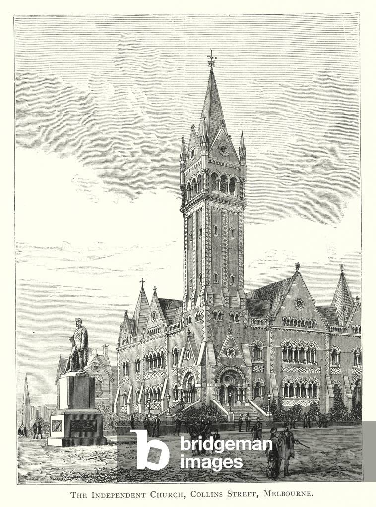Australia: The Independent Church, Collins Street, Melbourne (engraving)