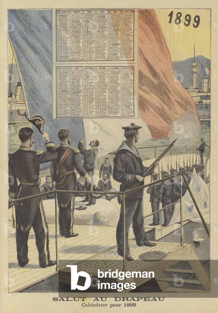 Salute to the flag. Calendar for 1899 (colour litho)