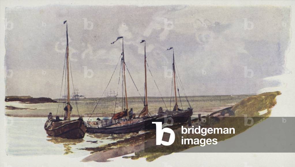 Dutch Mussel Boats at Flushing (colour litho)