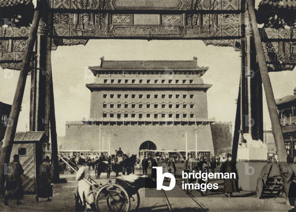 China, Peking, Town-gate (b/w photo)