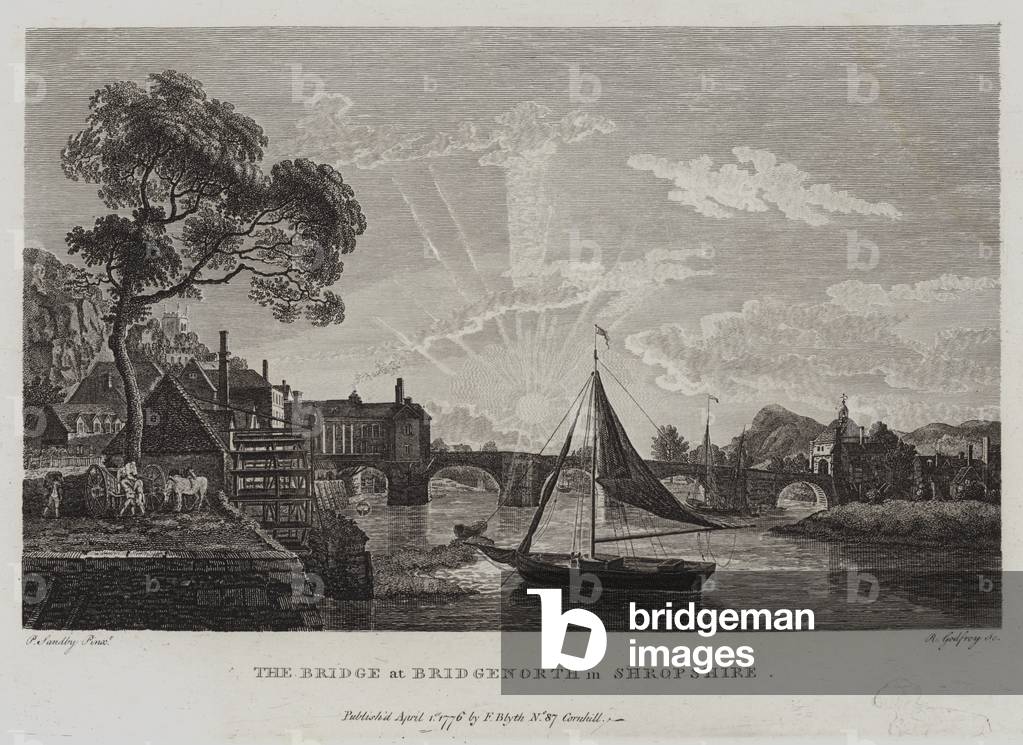 The Bridge at Bridgenorth in Shropshire (engraving)