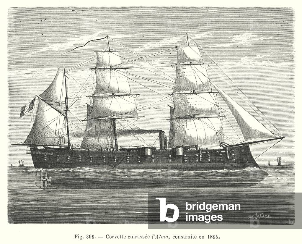 Corvette cuirassee l'Alma, construite en 1865 (engraving)