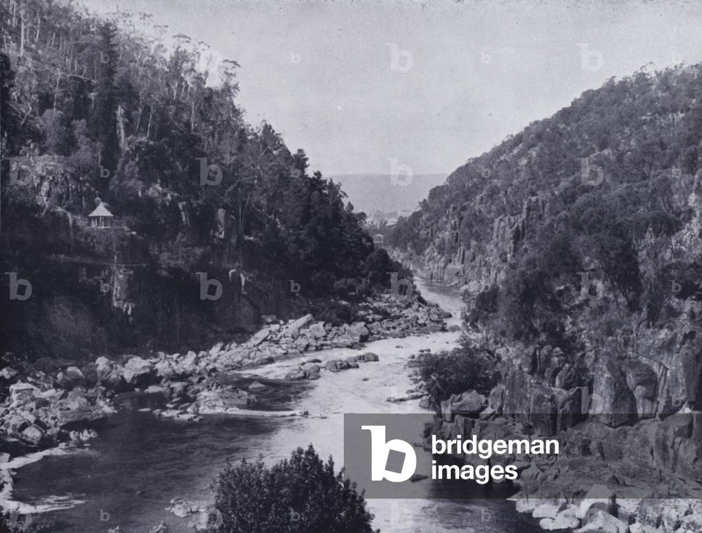 Launceston: The Cataract Gorge from the Refreshment Rooms (b/w photo)