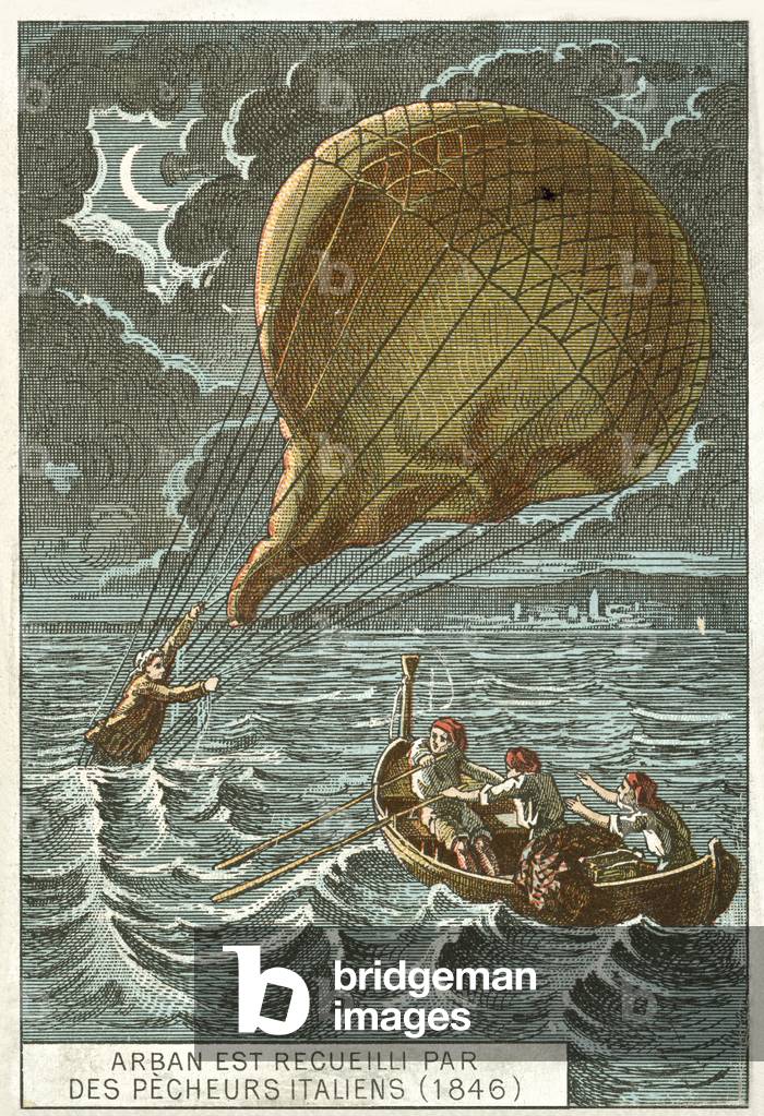 Arban rescued by Italian fishermen, 1846 (chromolitho)