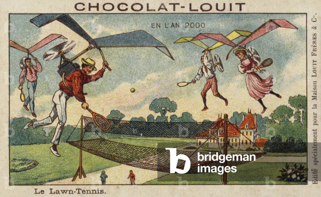 Lawn tennis in the year 2000 (chromolitho)