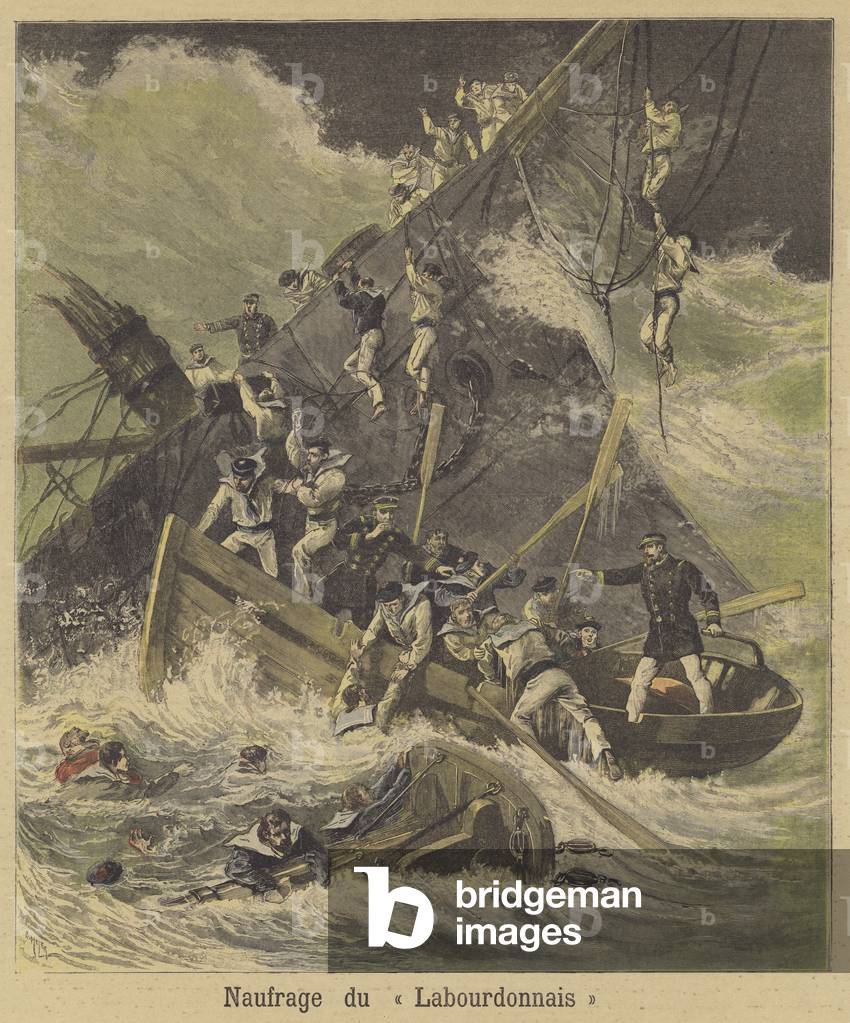 The wreck of the Labourdonnais (colour litho)
