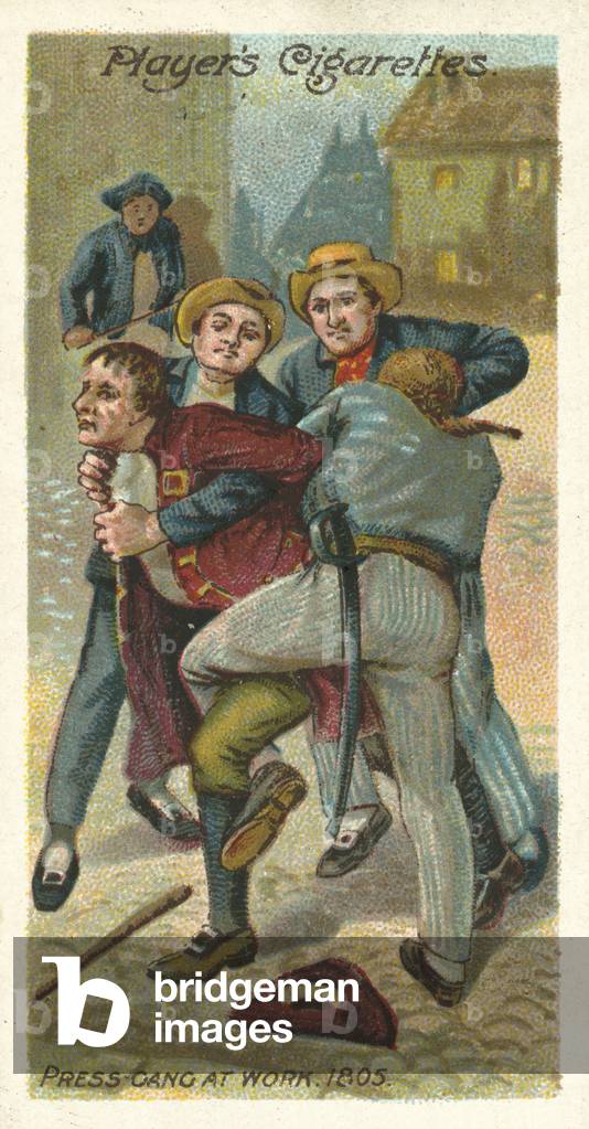 Press-gang at work, 1805 (chromolitho)