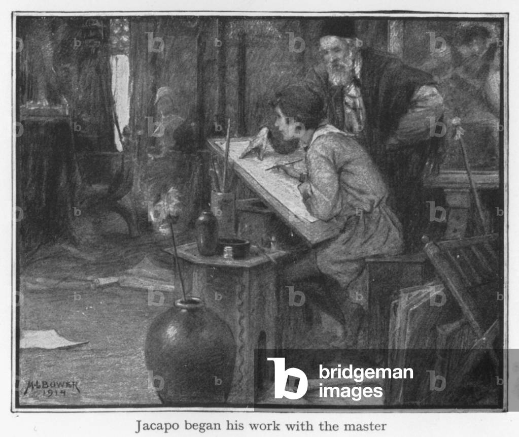 Jacapo began his work with the master (litho)