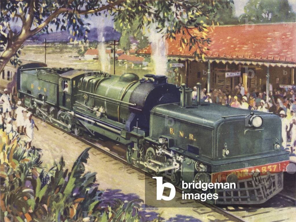 India, Beyer-Garratt Articulated Locomotive on the Bengal-Nagpur Railway (colour litho)