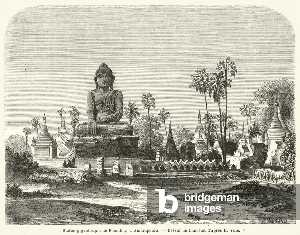 Statue gigantesque de Bouddha, a Amarapoura (engraving)