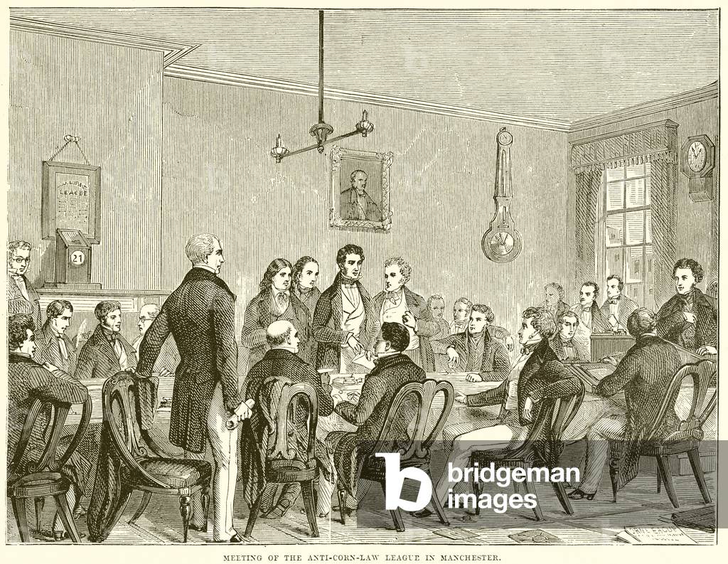 Meeting of the Anti-Corn-Law League in Manchester (engraving)