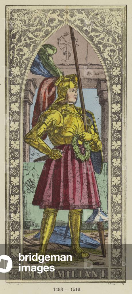 Maximilian I, 1493-1519 (coloured engraving)