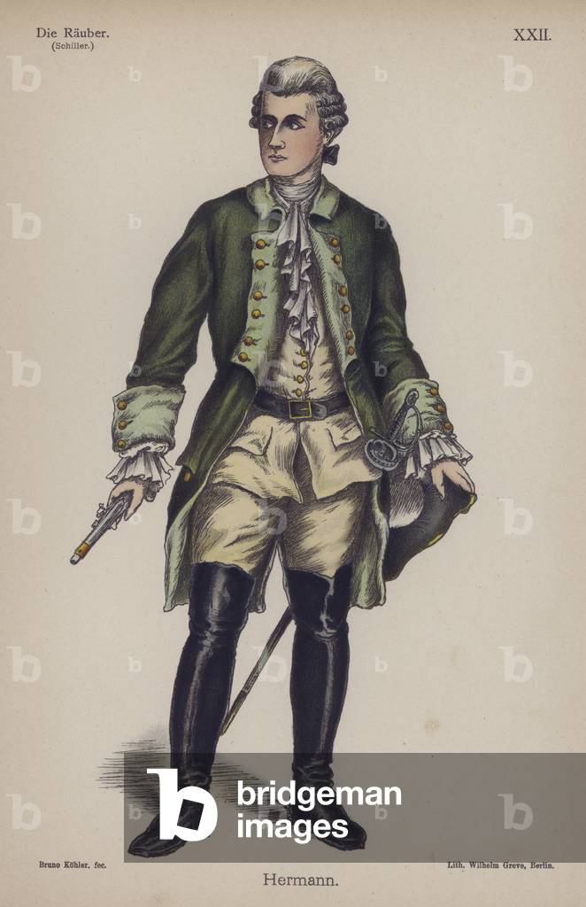 Hermann, from Die Rauber (The Robbers) by Friedrich Schiller (colour litho)