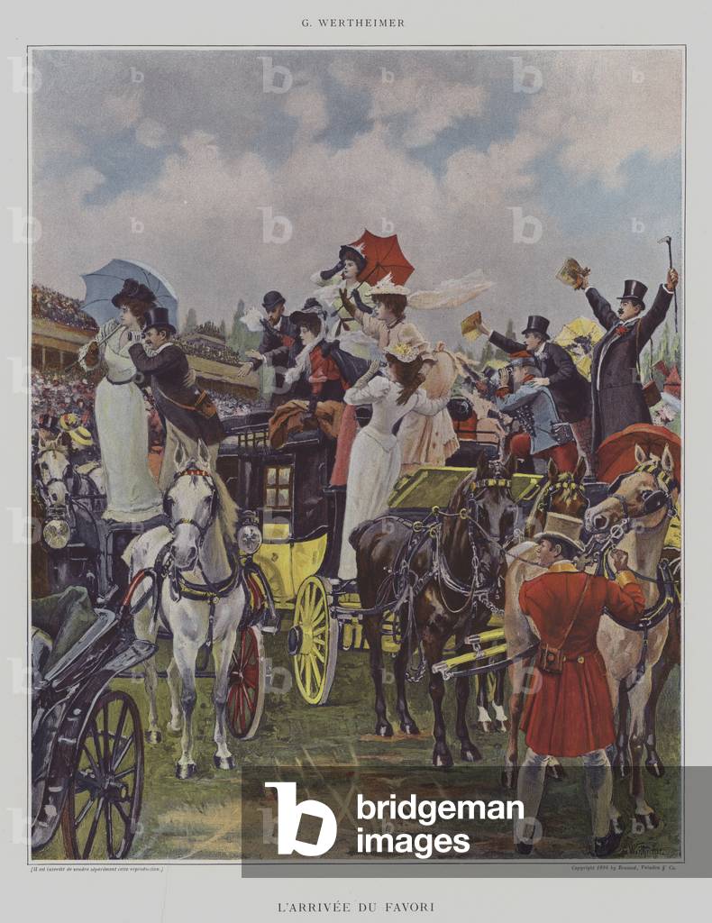 L'Arrivee du Favori (The Arrival of the Favourite) (colour litho)