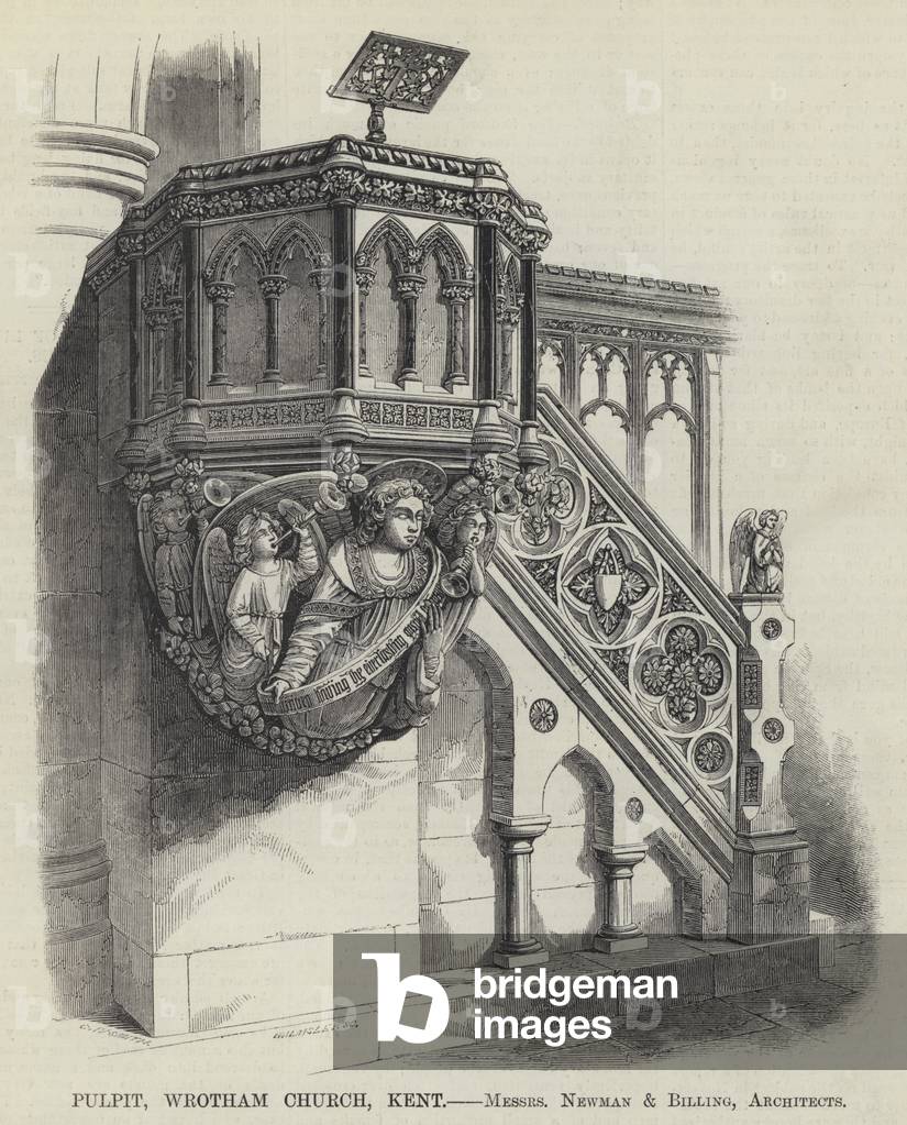 Pulpit, Wrotham Church, Kent (engraving)