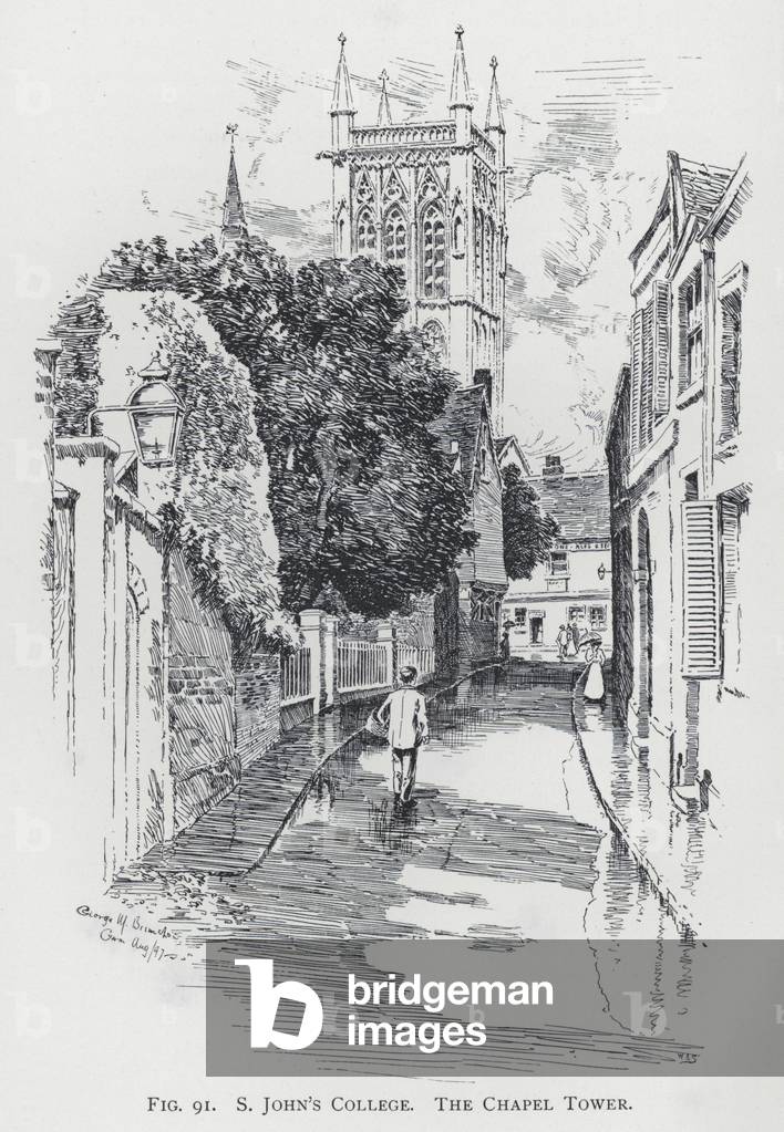 S John's College, the Chapel Tower (engraving)