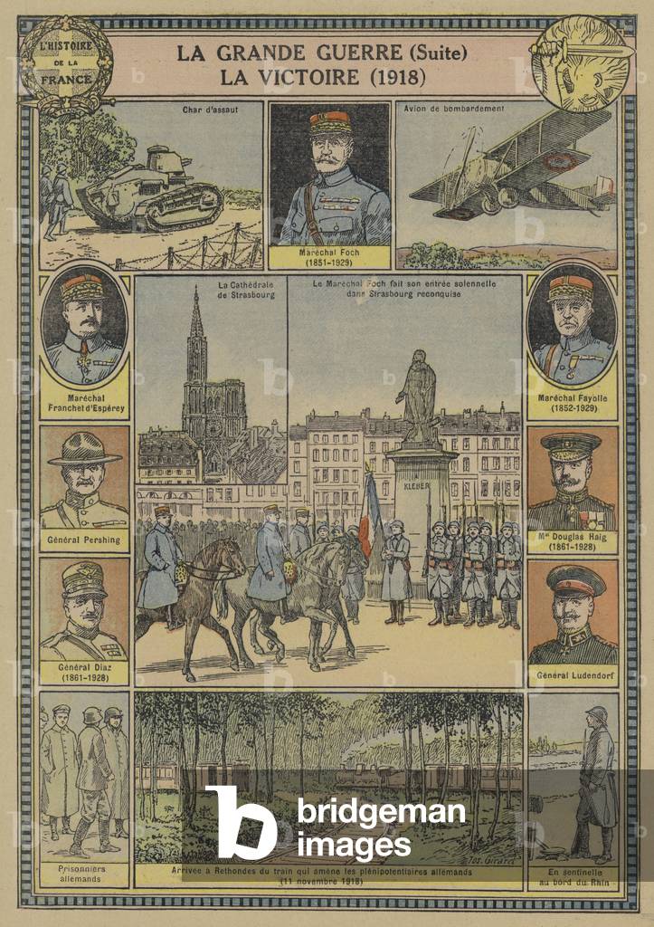 Victory for France and its allies in the First World War, 1918 (colour litho)